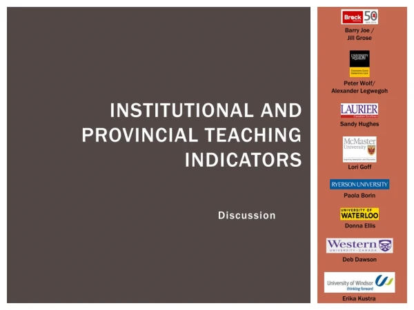 Institutional and Provincial Teaching Indicators