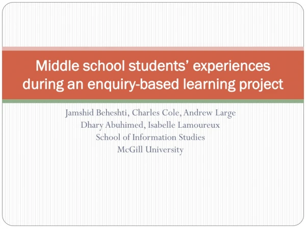 Middle school students’ experiences during an enquiry-based learning project