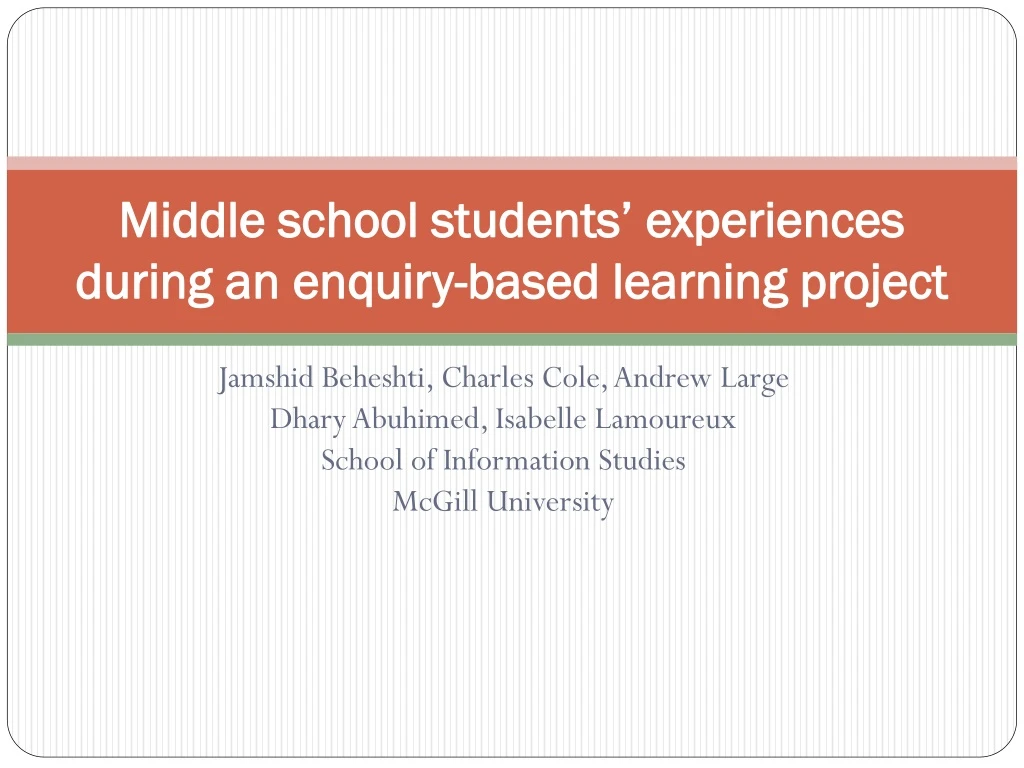 middle school students experiences during an enquiry based learning project