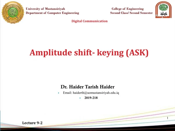 Amplitude shift- keying (ASK)