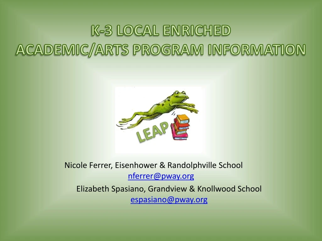 k 3 local enriched academic arts program