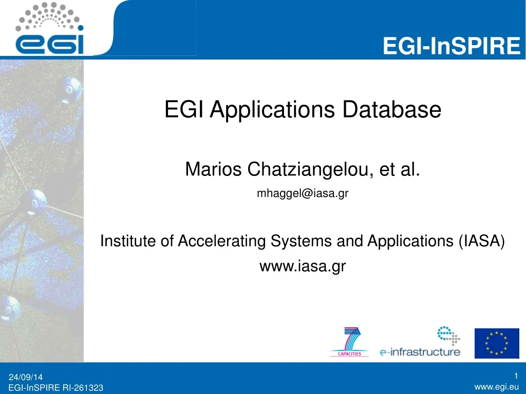 egi applications database marios chatziangelou