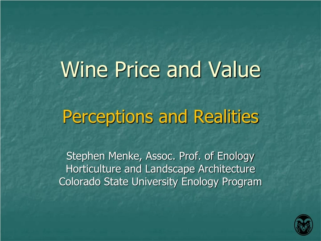 wine price and value perceptions and realities