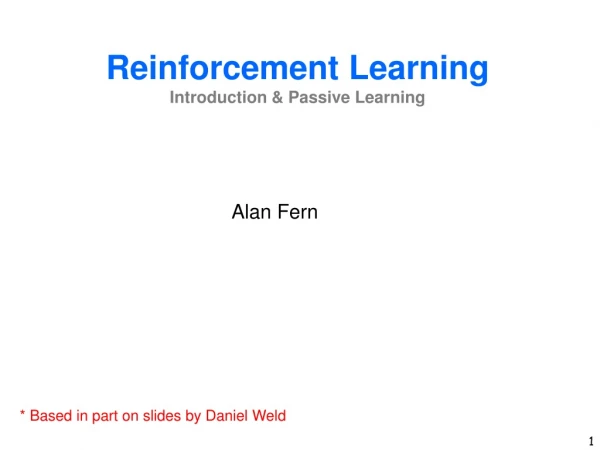 Reinforcement Learning Introduction &amp; Passive Learning