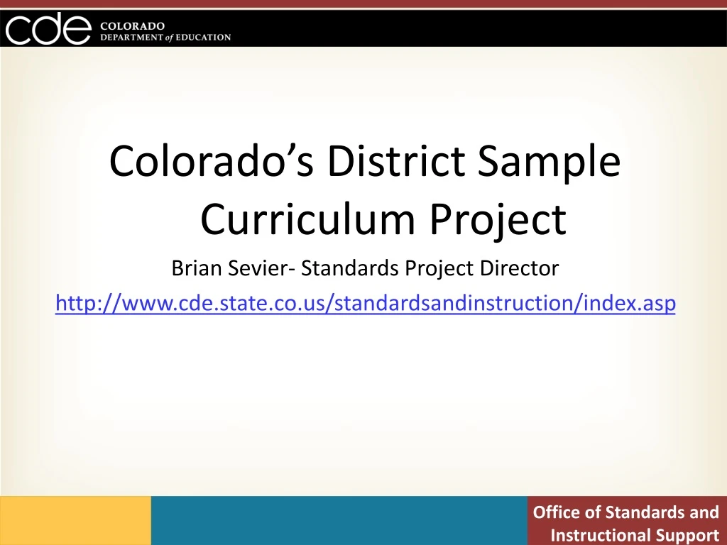 colorado s district sample curriculum project