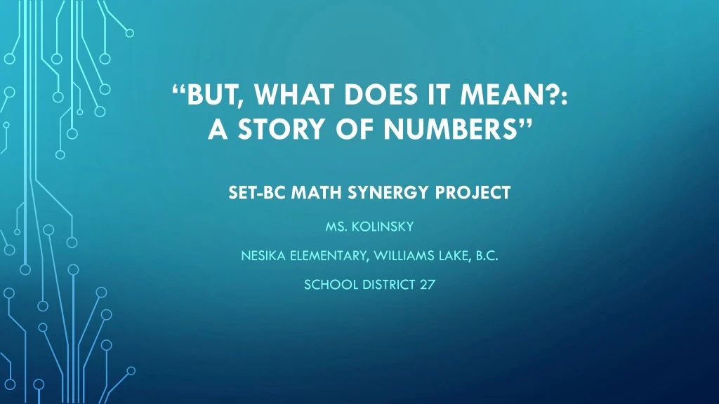 but what does it mean a story of numbers set bc math synergy project