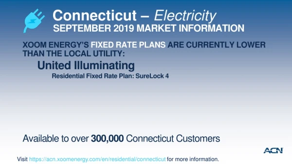 XOOM ENERGY’S FIXED RATE PLANS ARE CURRENTLY LOWER THAN THE LOCAL UTILITY: 	United Illuminating