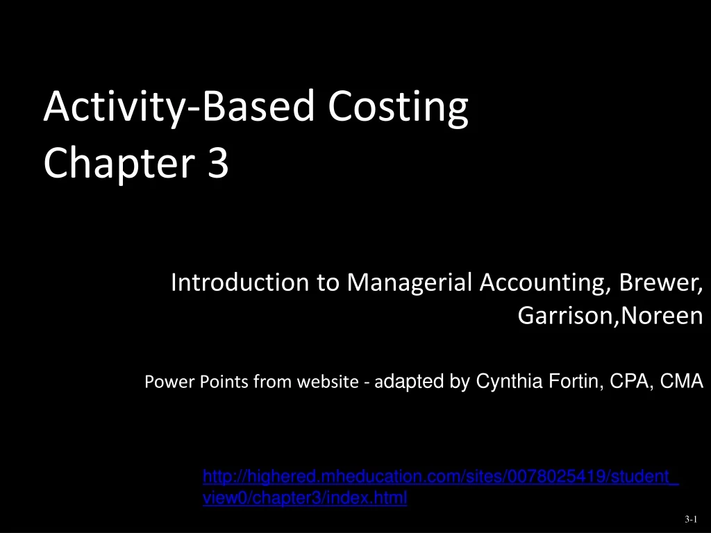 activity based costing chapter 3