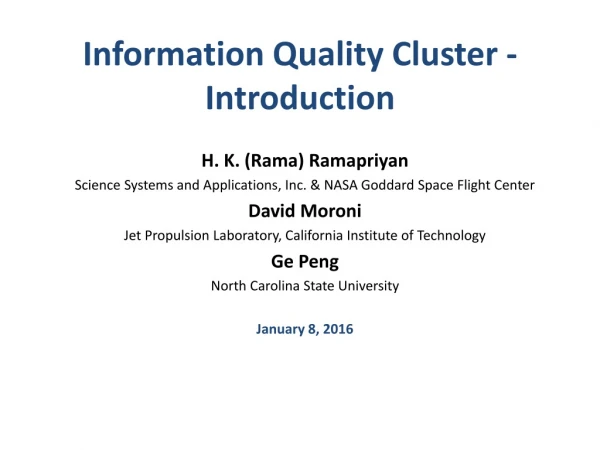 Information Quality Cluster - Introduction
