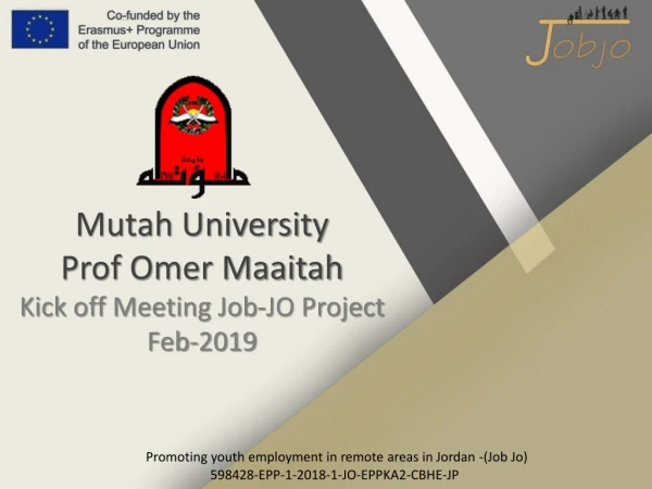 Mutah University Prof Omer Maaitah Kick off Meeting Job-JO Project Feb-2019