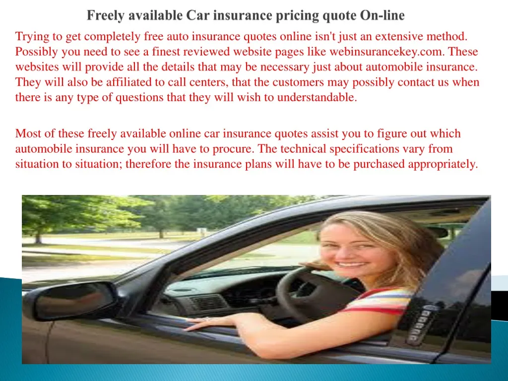 freely available car insurance pricing quote on line