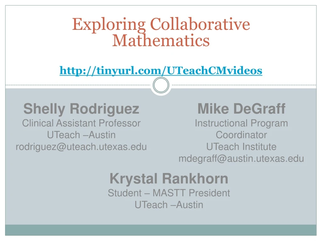 exploring collaborative mathematics http tinyurl com uteachcmvideos