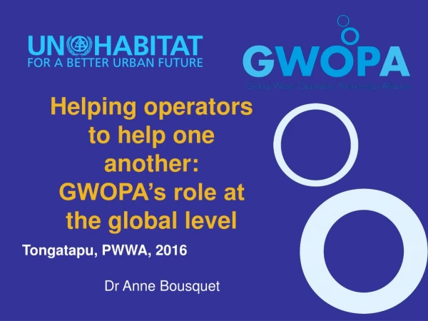 Helping operators to help one another: GWOPA’s role at the global level