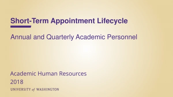 Short-Term Appointment Lifecycle