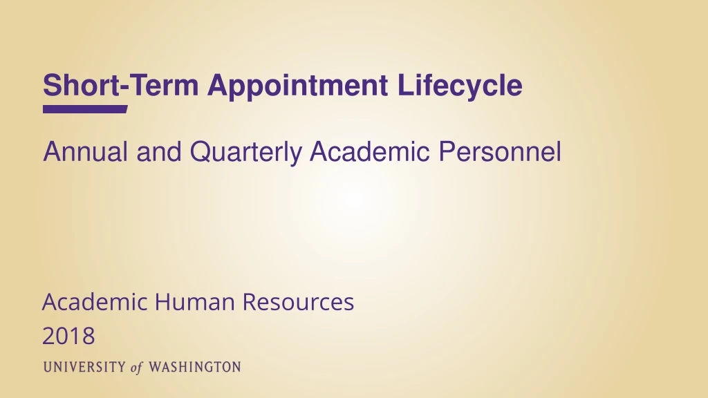 short term appointment lifecycle