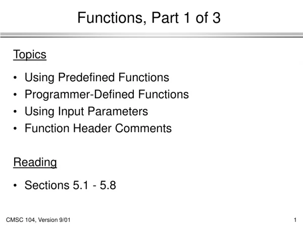 Functions, Part 1 of 3