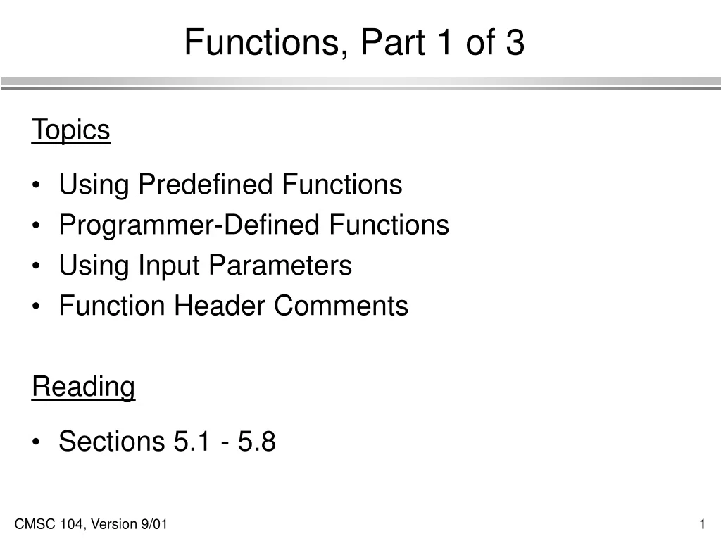 functions part 1 of 3