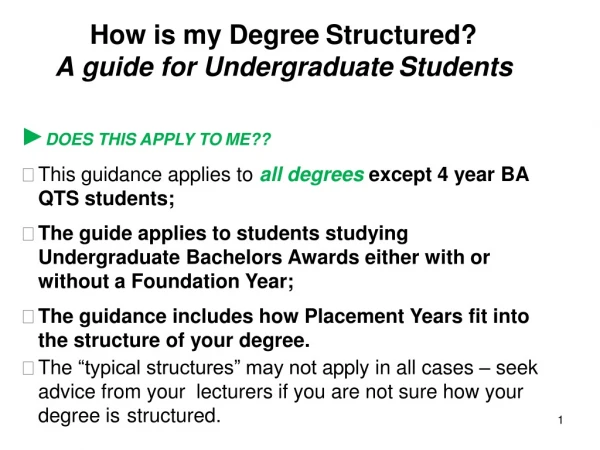 How is my Degree Structured? A guide for Undergraduate Students