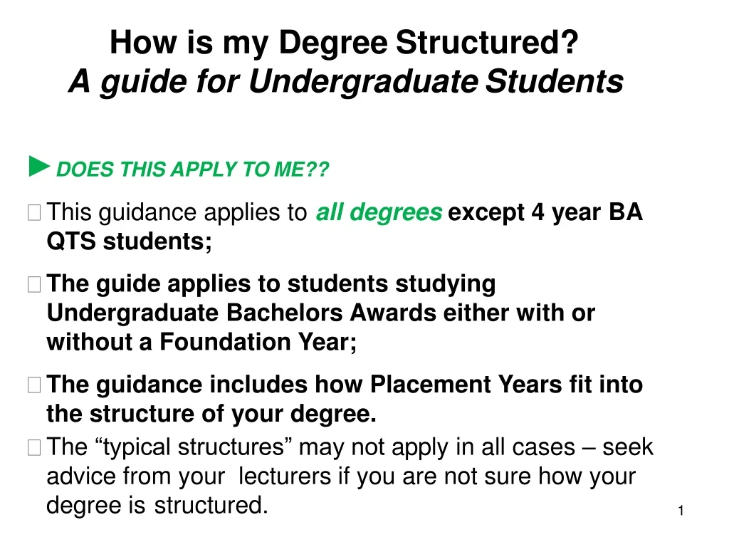 how is my degree structured a guide for undergraduate students