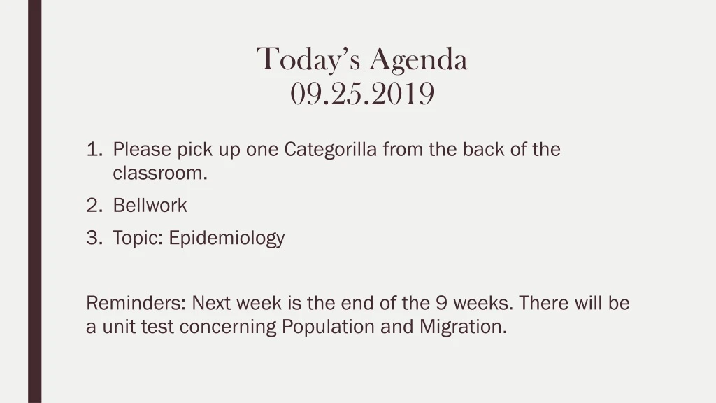today s agenda 09 25 2019