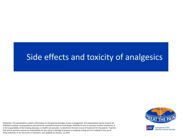 Side effects and toxicity of analgesics