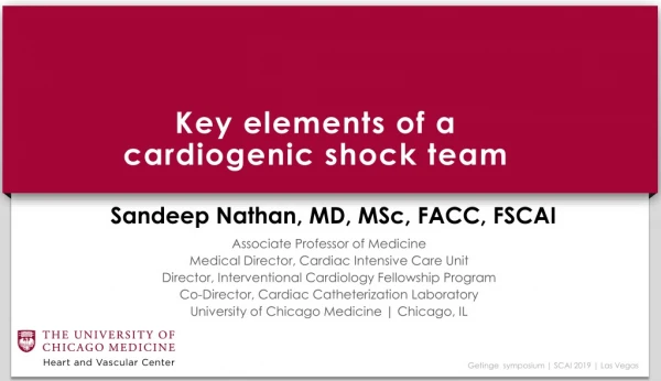 Key elements of a cardiogenic shock team
