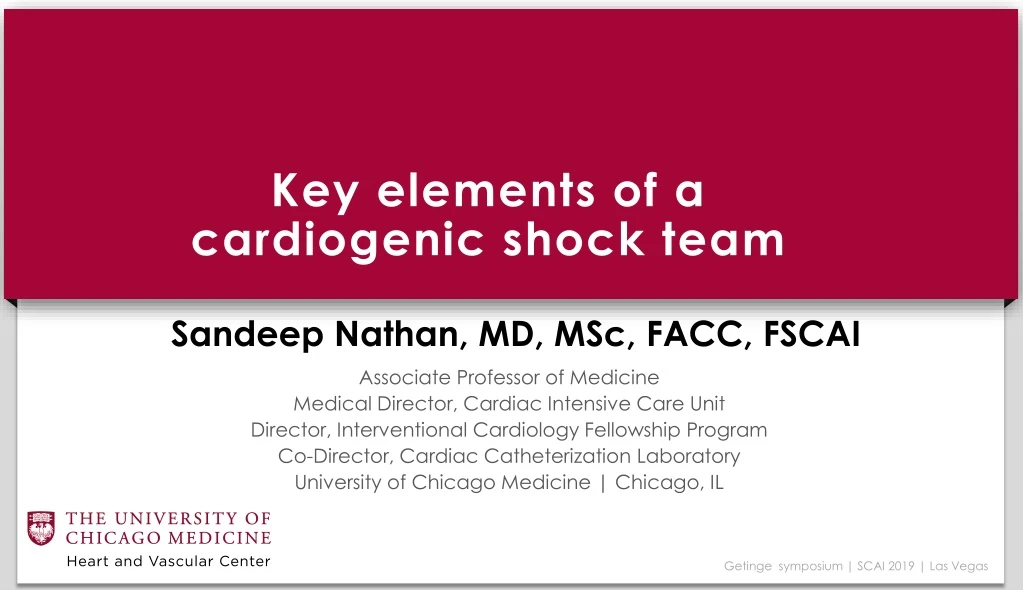 key elements of a cardiogenic shock team