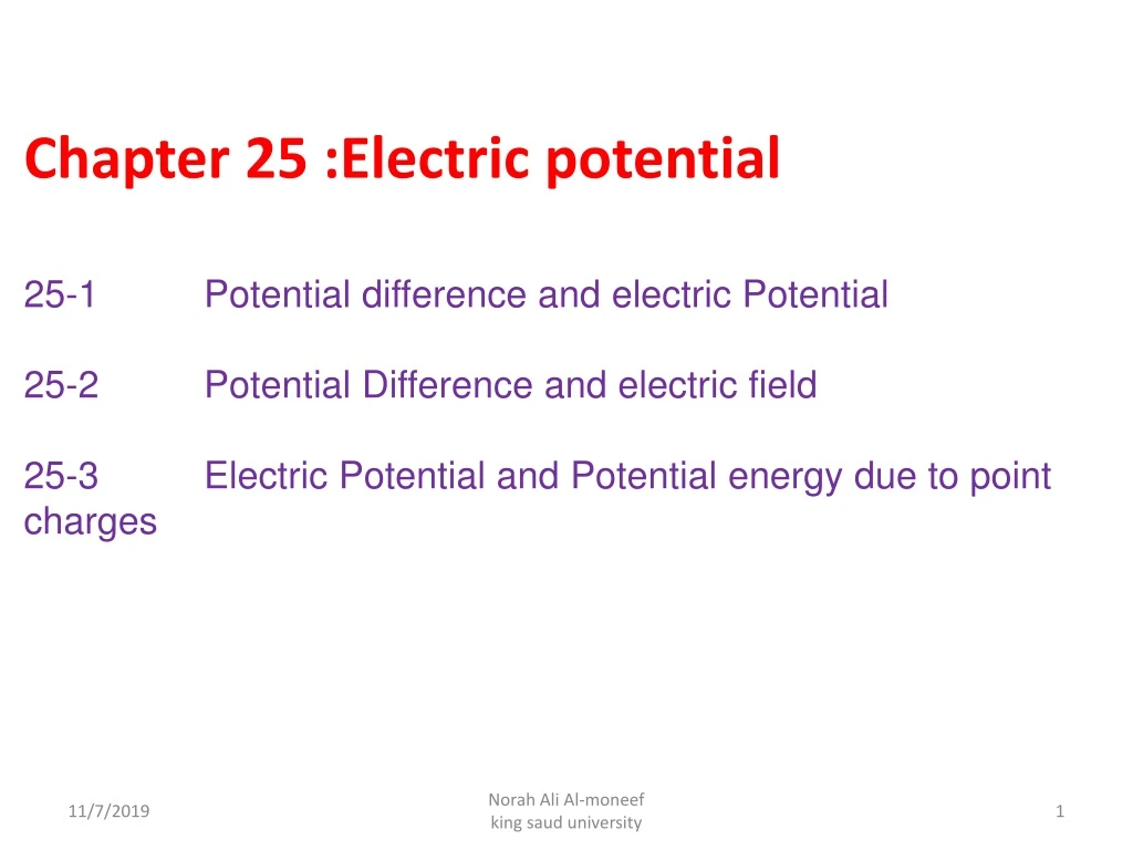 chapter 25 electric potential 25 1 potential