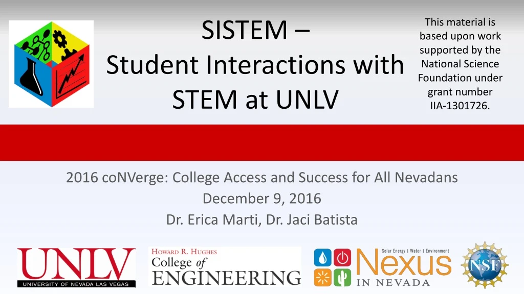 sistem student interactions with stem at unlv