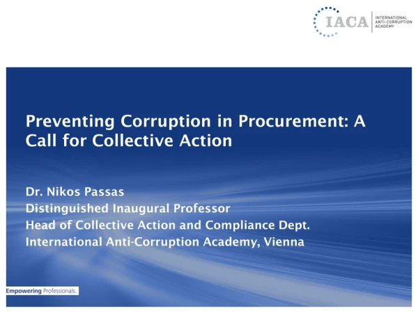 Preventing Corruption in Procurement: A Call for Collective A ction