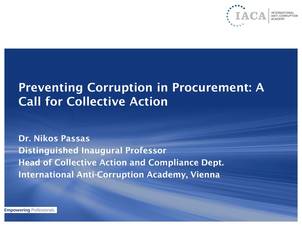 preventing corruption in procurement a call for collective a ction