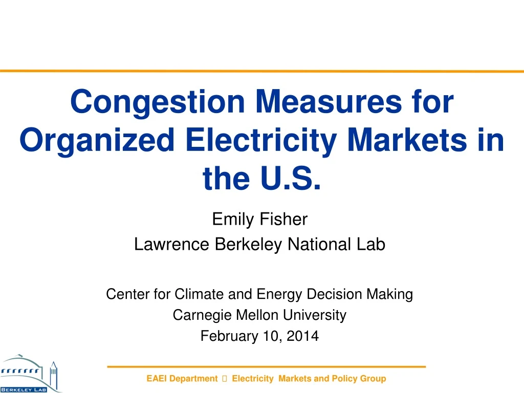 congestion measures for organized electricity markets in the u s