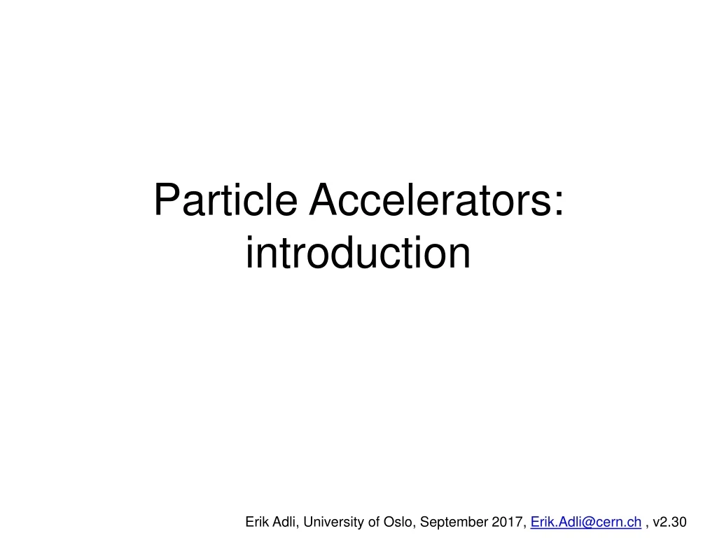 particle accelerators introduction