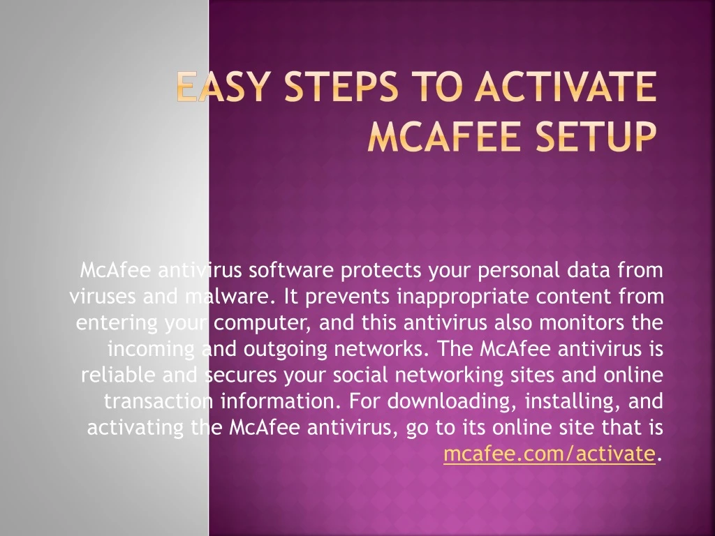 easy steps to activate mcafee setup