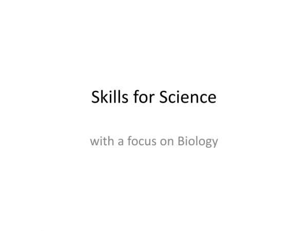 Skills for Science
