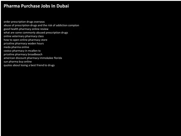 Pharma Purchase Jobs In Dubai
