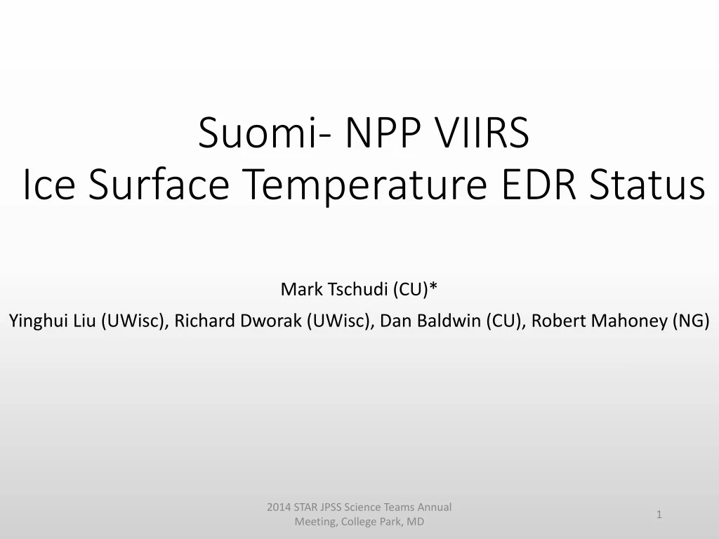 suomi npp viirs ice surface temperature edr status