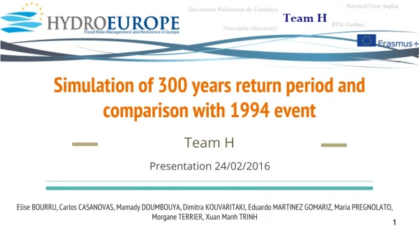 Simulation of 300 years return period and comparison with 1994 event