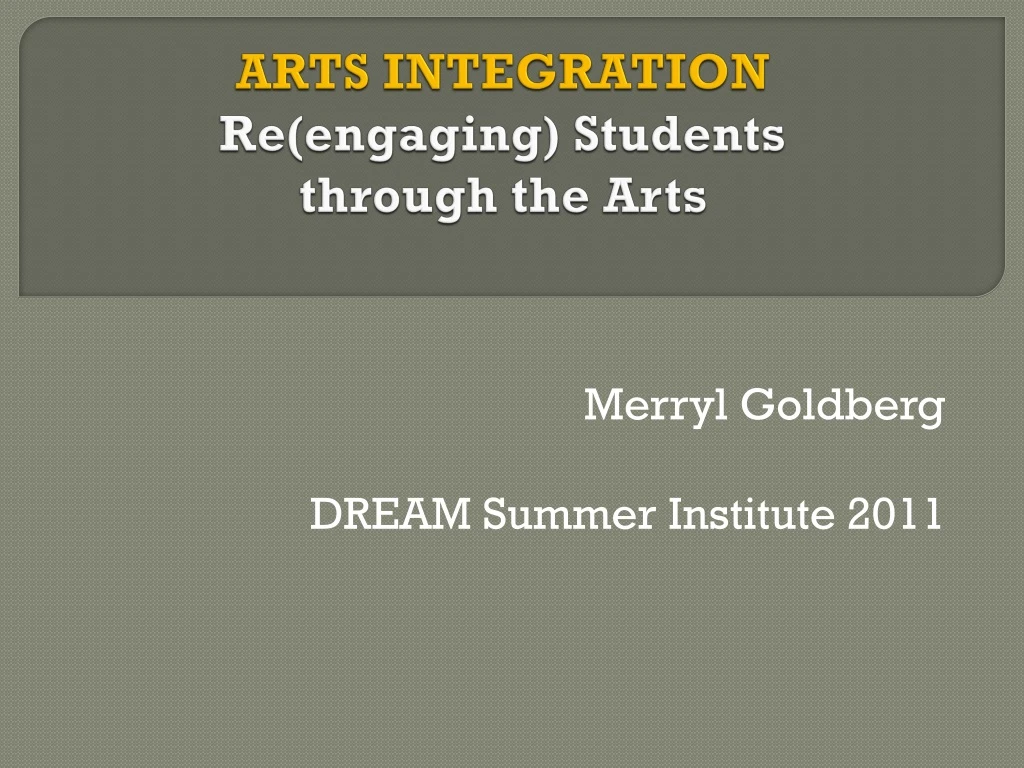 arts integration re engaging students through the arts