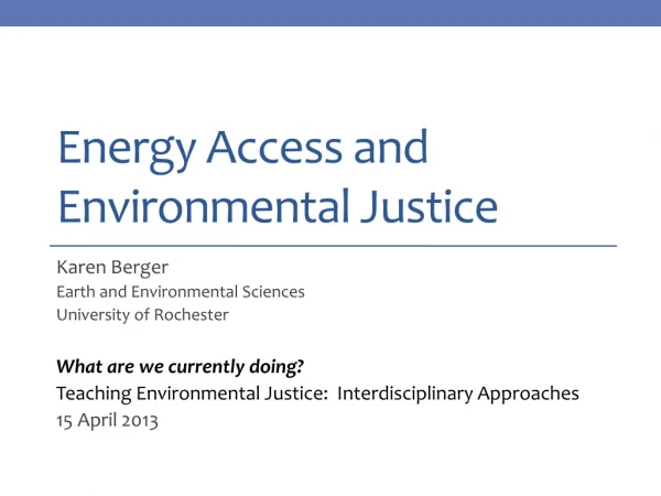 Energy Access and Environmental Justice