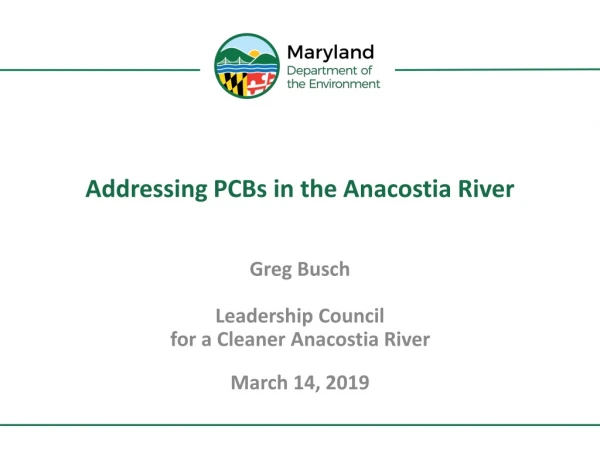 Addressing PCBs in the Anacostia River