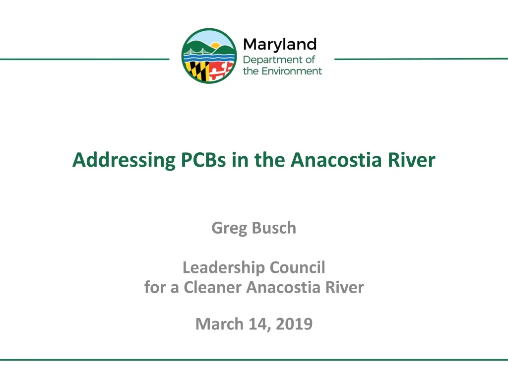 addressing pcbs in the anacostia river