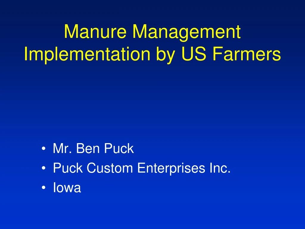 manure management implementation by us farmers