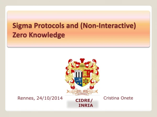 Sigma Protocols and (Non-Interactive) Zero Knowledge
