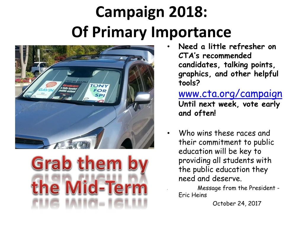 campaign 2018 of primary importance