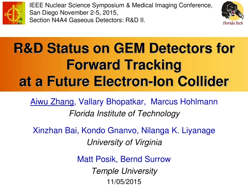 r d status on gem detectors for forward tracking at a future electron ion collider
