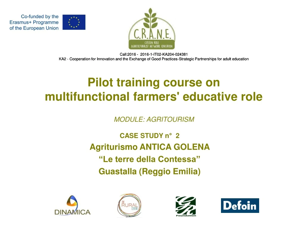 pilot training course on multifunctional farmers educative role