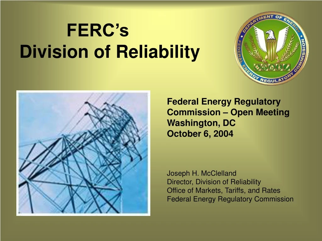 ferc s division of reliability
