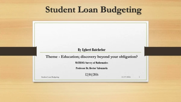 Student Loan Budgeting