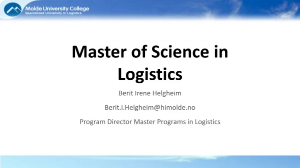 Master of Science in Logistics